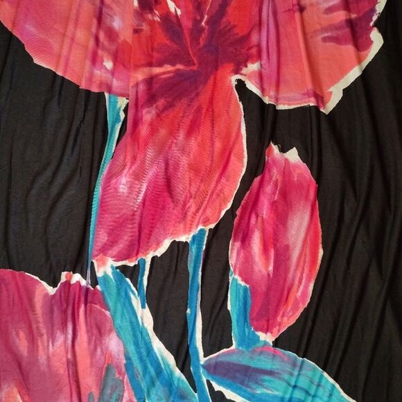 Y2K Black Pink Floral Hawaiian Maxi Tank Dress Size Small *fits Sm- Med - Picture 3 of 12